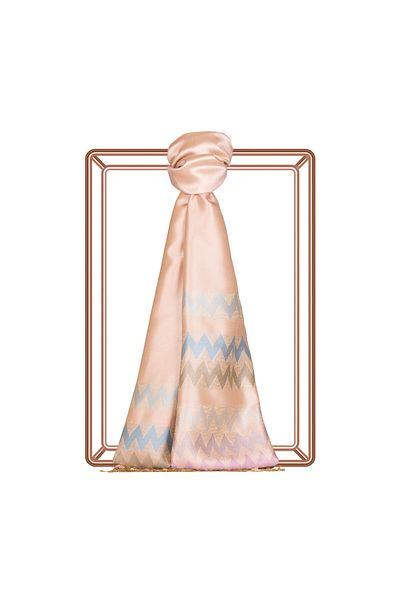 ipekevi Powder Zig Zag Patterned Silk Shawl