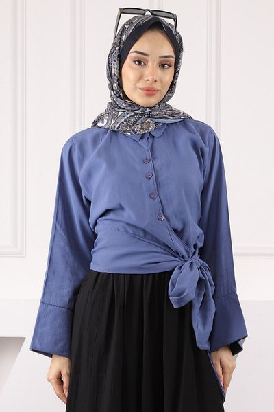 İmajButik Cămașă modală cu talie indigo