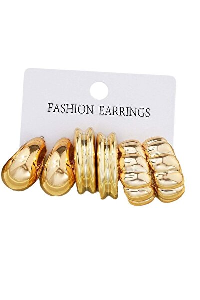 huitich Elegant Gold Colour Tone CCB Earrings 3-Piece Fashion Set