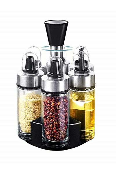 Generic 2 Pieces Royal Oil and Vinegar Dispenser Set of 6 Bottles, Stainless Steel Salt and Pepper Shaker