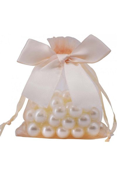 Creahaus Set of 20 Creahaus pearl gift bags, textile/plastic, champagne, 7 x 9 cm