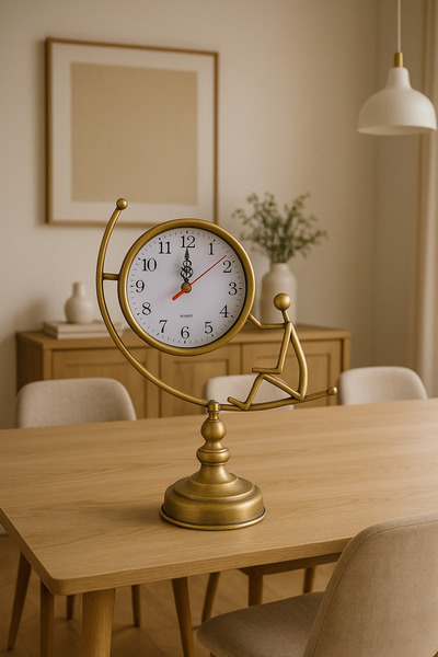 AZELON EV OFİS DEKORATİF ESKİTME METAL MASA SAATİ