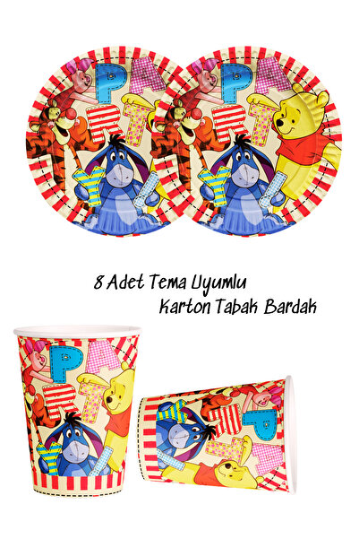 snowparty Temalı Karton 8 Adet Tabak Ve 8 Adet Bardak