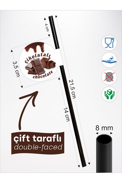 Home Chocolate Flag Pipette 21.5 cm Black Pipette, 8mm Thickness, 20 Pieces