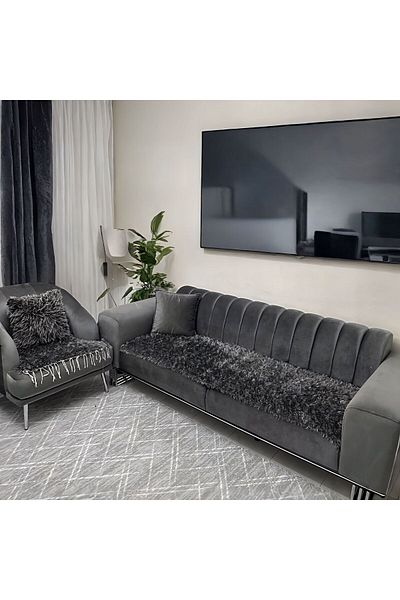 mdhomecarpet Set de huse de scaun elegant, realizat manual, 4 piese |   Husă lavabilă din pluș țesut cu două fețe