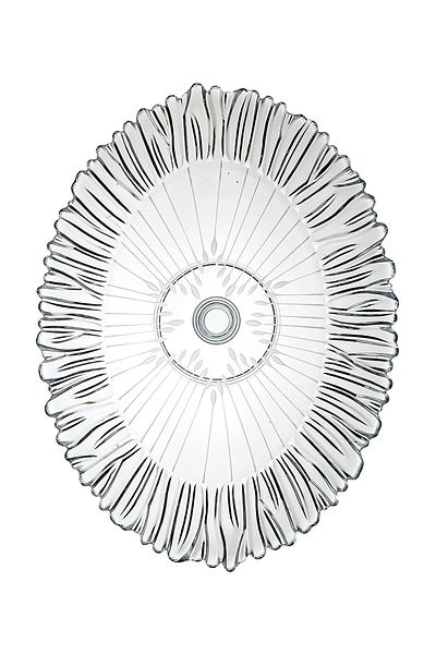 DECOCIA 33 cm Oval Footed Glass Fruit Bowl Presentation Bowl Vega Patterned
