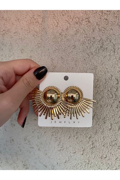 sain jewelry Gold Plated Zircon Stone Sun Model Earrings