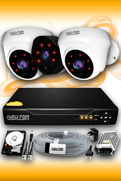 Elitcam 3 Kameralı Uzay 2 Iç Kamera Set 2 Tb Hdd Full Hd Gece Görüşlü Güvenli...