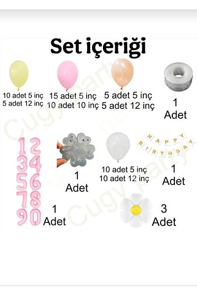 CUGY Daisy Themed Birthday Party Celebration Set with Age Options in Pink Yellow Colors