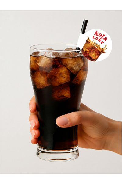 Home Cola Flag Straw 21.5 cm Black Straw, 8mm Thickness, 20 Pieces