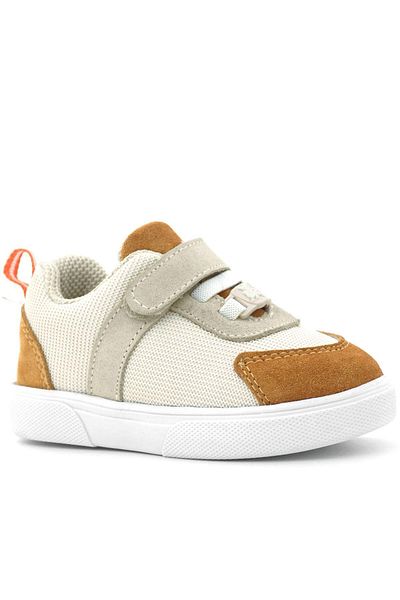 Rakerplus Genuine Leather Cream Tan Velcro Baby Shoes