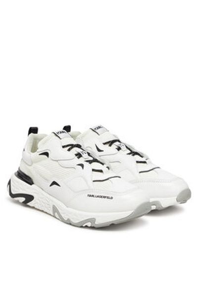 Karl Lagerfeld Men's Sneakers white KARL LAGERFELD-KL52424 410 WHITE LTHR & TEXTILE W/BLACK