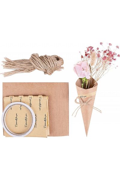 Wolfteeth Set de 50 de conuri de botez Wolfteeth, hârtie/textil, natural, 15 x 15 cm