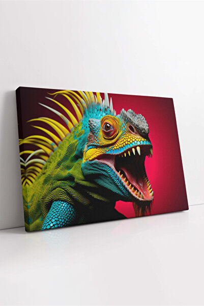KOSS Dijital Slika na platnu sa dizajnom iguane, šareno platno sa iguanom, ša...