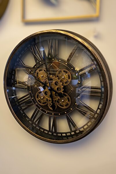 LEMİ DEKORASYON İthal 50 Cm Çarklı Ceviz Duvar Saati