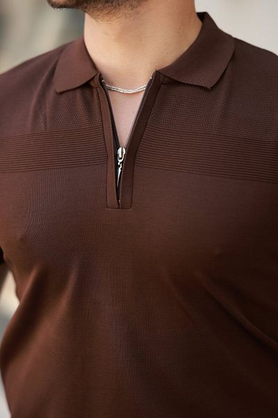 Modayakamoz Ανδρικό μπλουζάκι με κοντό μανίκι με φερμουάρ με μοτίβο στήθους