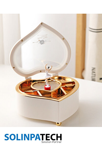 SolinpaTech Nostaljik Görünümlü Balerinli Müzik Ve Mücevher Kutusu Beyaz