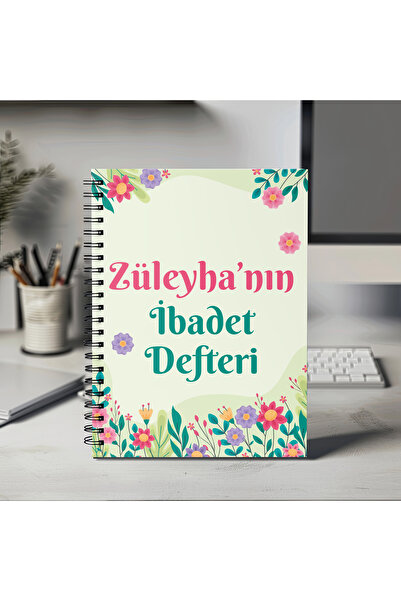 Mervenin Hayal Evi Kişiye Özel 15 Yıllık Kaza Namazı-Oruç-Hatim ve Zikir Defteri Çiçekli