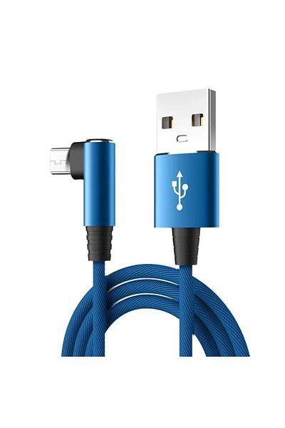 Choice 1m Blue USB Micro Cable 3A 90 Degree Elbow Data Cable Charger Cord for Samsung Xiaomi Mobile Phone A