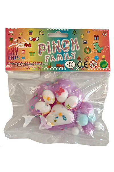 CT-TOYS Mor Beyaz Yapışan Sukuşi Mojmoj Büyük Boy Kedi Patisi Squishy Aksesaurlı