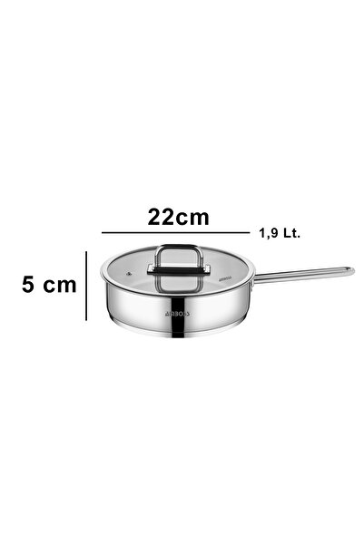 Amboss Nova Stainless Steel Pan with Glass Lid 22X5 cm