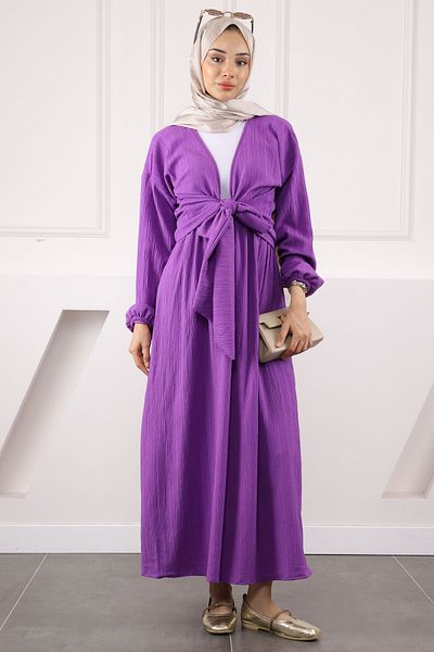 İmajButik Purple Side Tie Blouse Skirt Suit