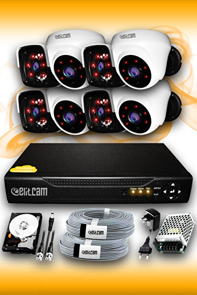 Elitcam 8 Kameralı Panda 4 Iç Kamera Set 500 Gb Hdd Full Hd Gece Görüşlü Güve...