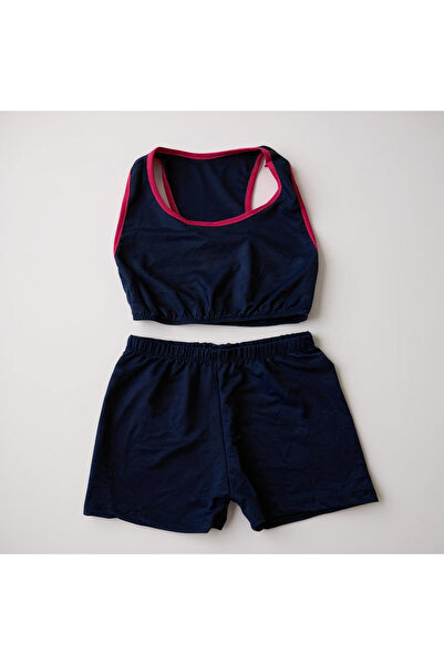 Morbellabutikaksesuar Kız çocuk lacivert şortlu mayo - bikini takım 6-13 yaş
