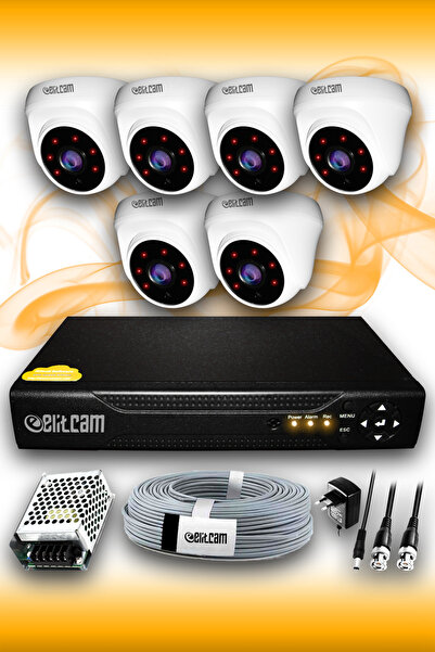 Elitcam 6 Kameralı Dome 6 Iç Kamera Set Hdd'siz Full Hd Gece Görüşlü Güvenlik...