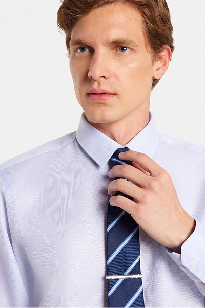 Tudors Slim Fit Blue Non-Iron 100% βαμβάκι φιλικό προς το περιβάλλον Πουκάμισο που δεν απαιτεί σιδέρωμα με πιστοποίηση ECOtex