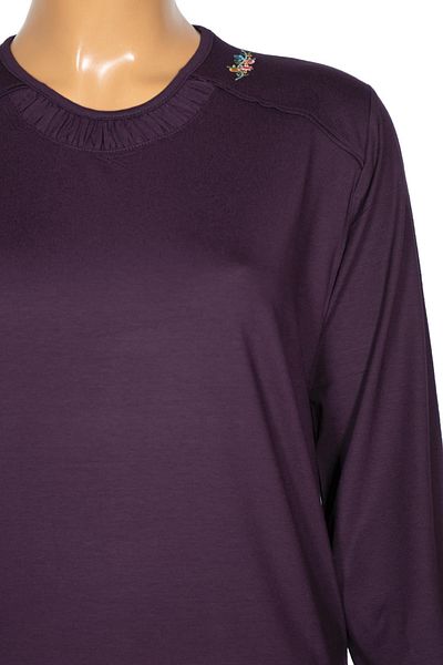 Pıtırcık Cimariva Women's Meyra Plus Size O Neck Embroidered Plum Blouse