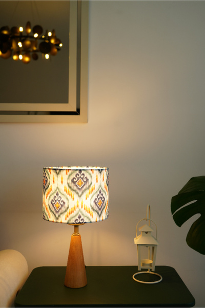 resinglight Üçgen Ahşap Mavi Desenli Model Silindir Baskı Kumaş Şapka Şık Yat...