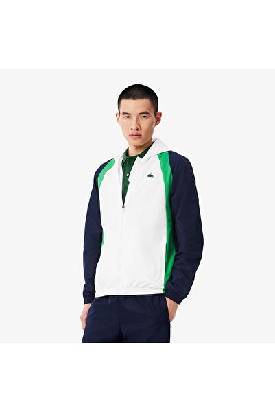 Lacoste Erkek Regular Fit Kapüşonlu Renk Bloklu Beyaz Eşofman Takımı
