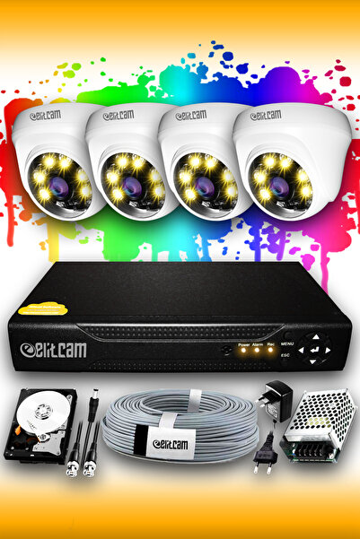Elitcam 4 Kameralı Dome 4 Iç Kamera Set 320 Gb Hdd Full Hd Renkli Gece Görüşl...