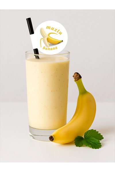 Home Banana Flag Straw 21.5 cm Black Straw, 8mm Thickness, 20 Pieces