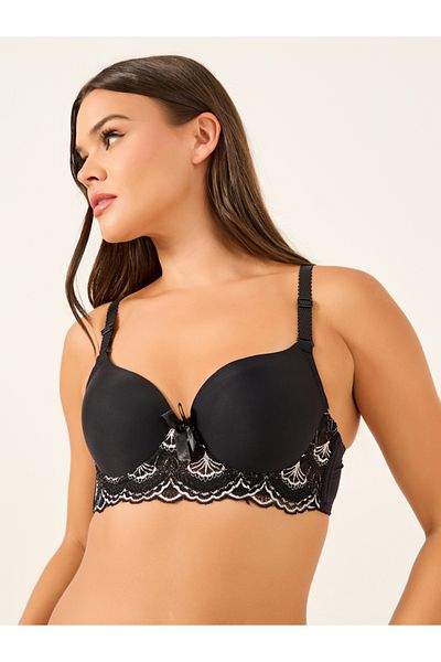 Styli Pack of 2 - Padded Wired Balconette Bra with Floral Scallop Detail