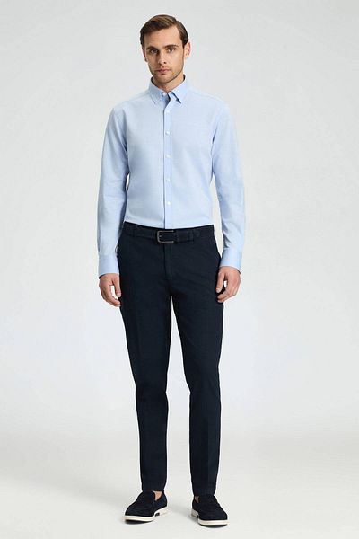 Hemington Navy Blue Cotton Blend Summer Chino Trousers