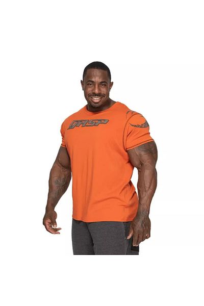 GASP Pro Logo Tea Black Orange Bodybuilding T-Shirt
