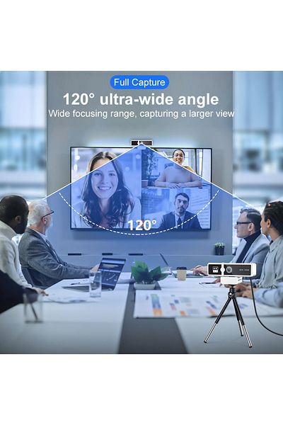 TEQRO Camera Web 4K TEQRO™, Autofocus, Plug & Play, Gaming, Conferințe, Streaming, Mic Stereo, USB, Alb