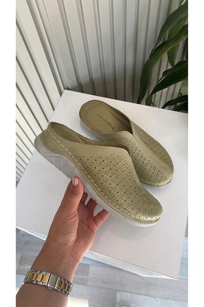 Hermones Mia Genuine Leather Closed Front Orthopedic Women's Slippers