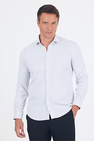 İmza Cămașă albă cu mânecă lungă, jumătate italiană, fără buzunare, ușor de c...