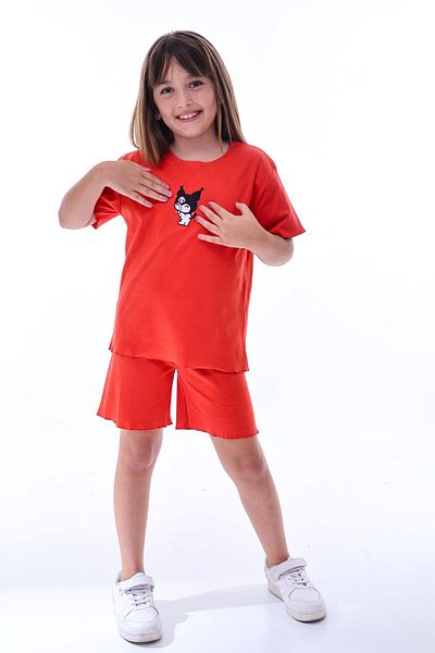 ZUZUNGA Ribana Beybi Overlock Detailed Kuromi Embroidered Top-Under Set