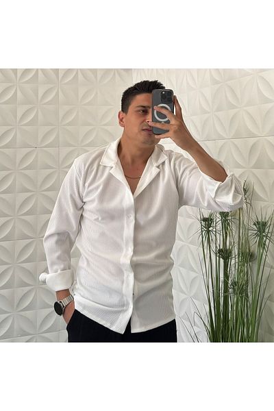 WENMİNG Twill Long Sleeve Ottoman Men's Shirt