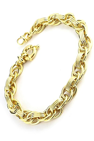 OSESHOP İtalyan 925ayar Gümüş Üzerine Altın Kaplama Tasarım Hallow Bileklik