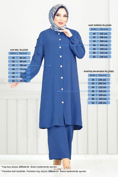 ModaMerve Front Button Aerobin Suit 357Dvl897-M Dark Indigo