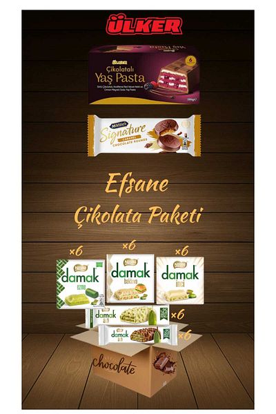 Ülker Chocolate Wet Cake 395 Gr & Damak Legend Chocolate Package
