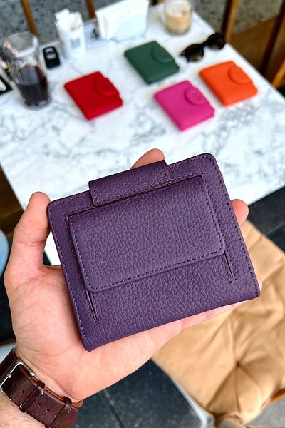 CüzCan Miosa Plum Genuine Leather Women's Wallet Small Size Stylish and Convenient
