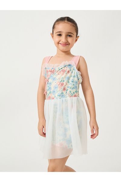 Styli Floral Print Square Neck Layered Swimsuit