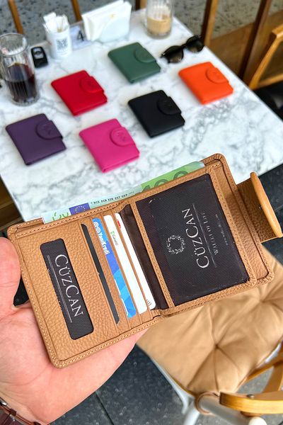 CüzCan Miosa Biscuit Genuine Leather Women's Wallet Small Size Stylish and Convenient