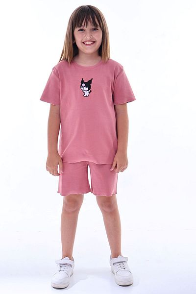 ZUZUNGA Ribana Beybi Overlock Detailed Kuromi Embroidered Top-Under Set